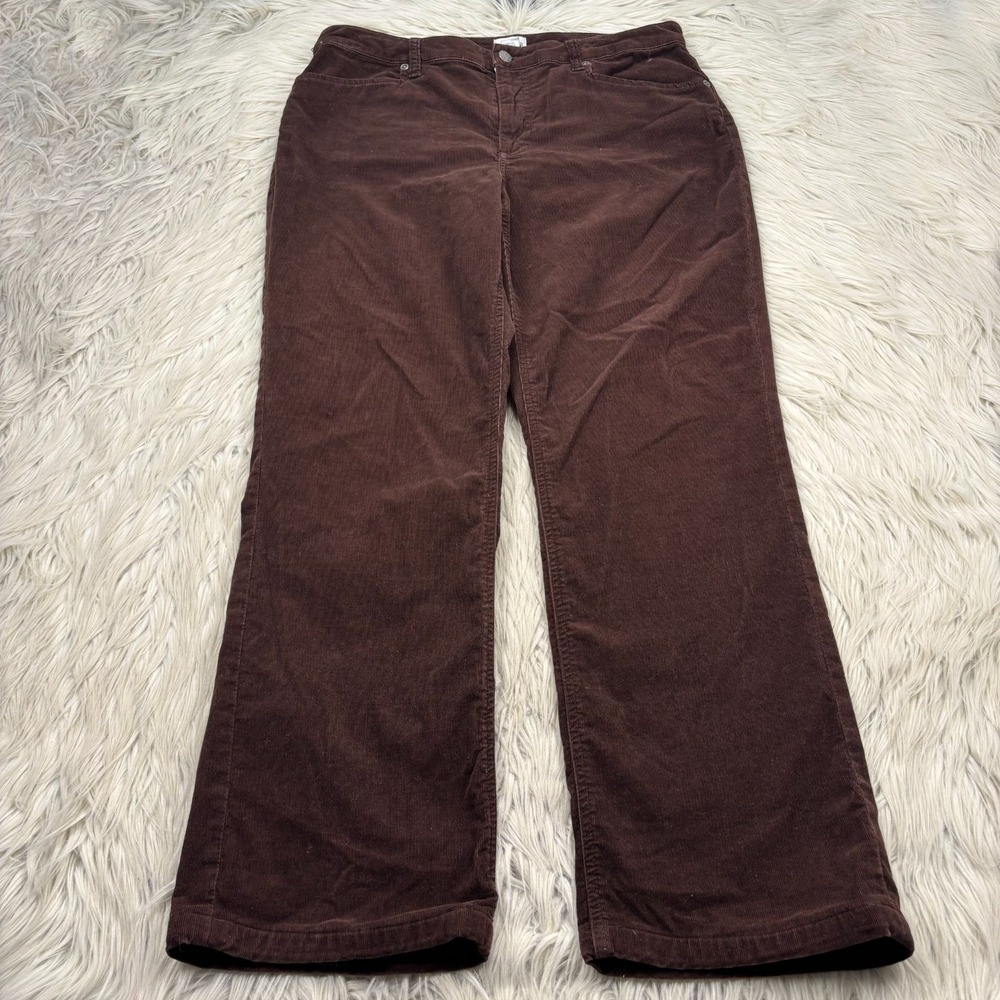 Chico's Women's L 12 (2) Brown Corduroy Straight Leg Pants Normcore Cabincore